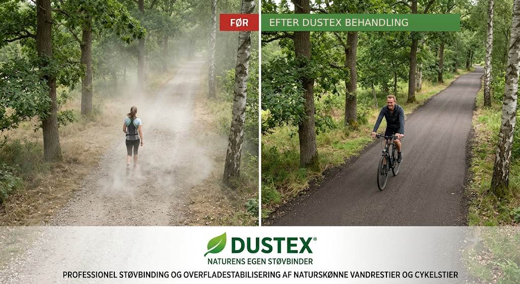 Professionel støvbinding og overfladestabilisering af naturskønne vandrestier og cykelstier